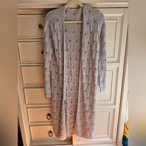 Long Open Front Grey Cardigan Sweater. Size Small. Excellent Condition